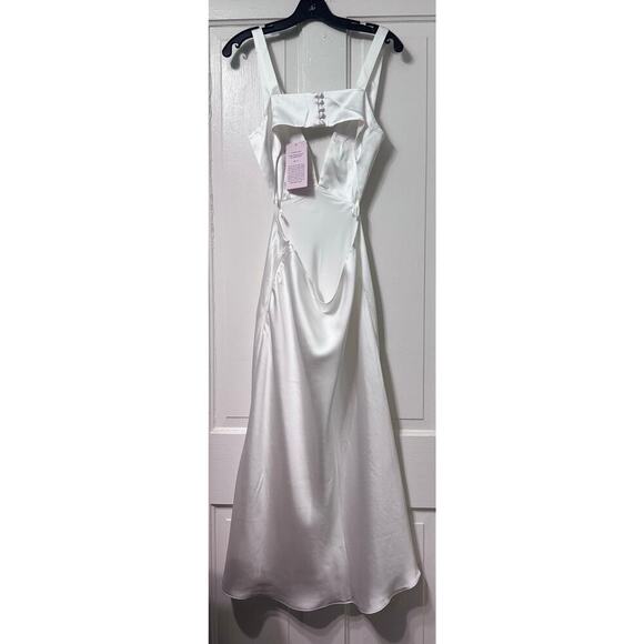 NWT Sachin Babi White Satin Cut Out Open Back Midi Dress Size 6 - Picture 7 of 14